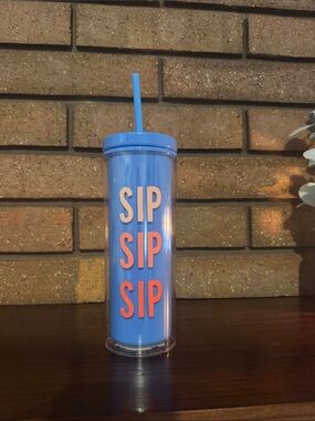 kate spade blue insulated 'SIP SIP SIP' Tumbler with Straw